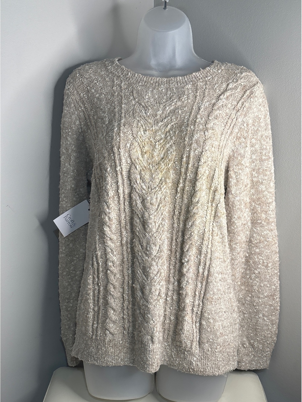 Kohl's Women's Medium Beige Cable Knit Sweater